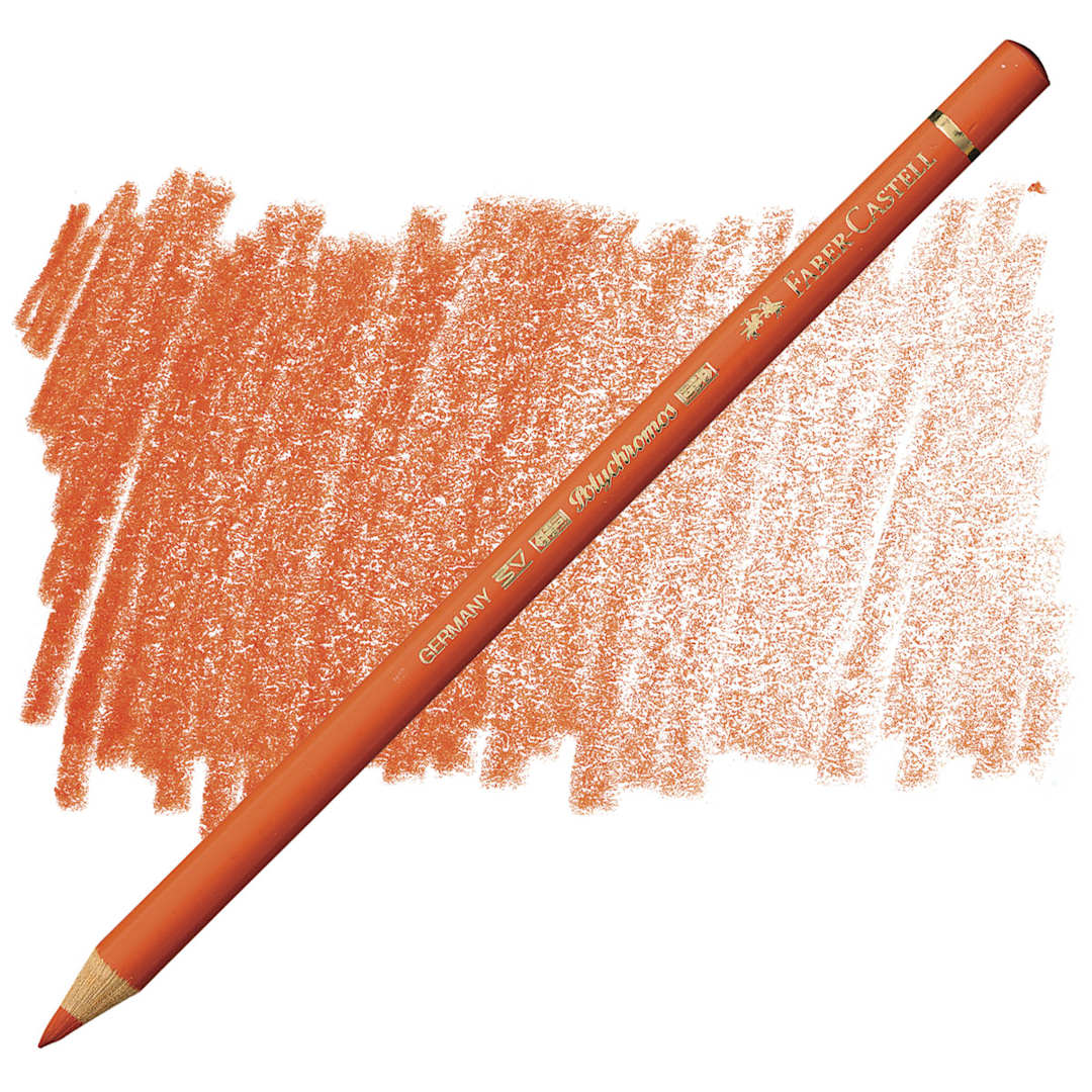 Open in modal - Faber-Castell Polychromos Pencil - Dark Cadmium Orange pencil and swatch