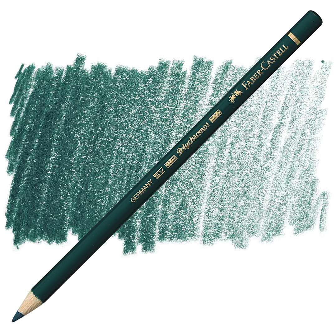 Open in modal - Faber-Castell Polychromos Pencil - Deep Cobalt Green pencil and swatch