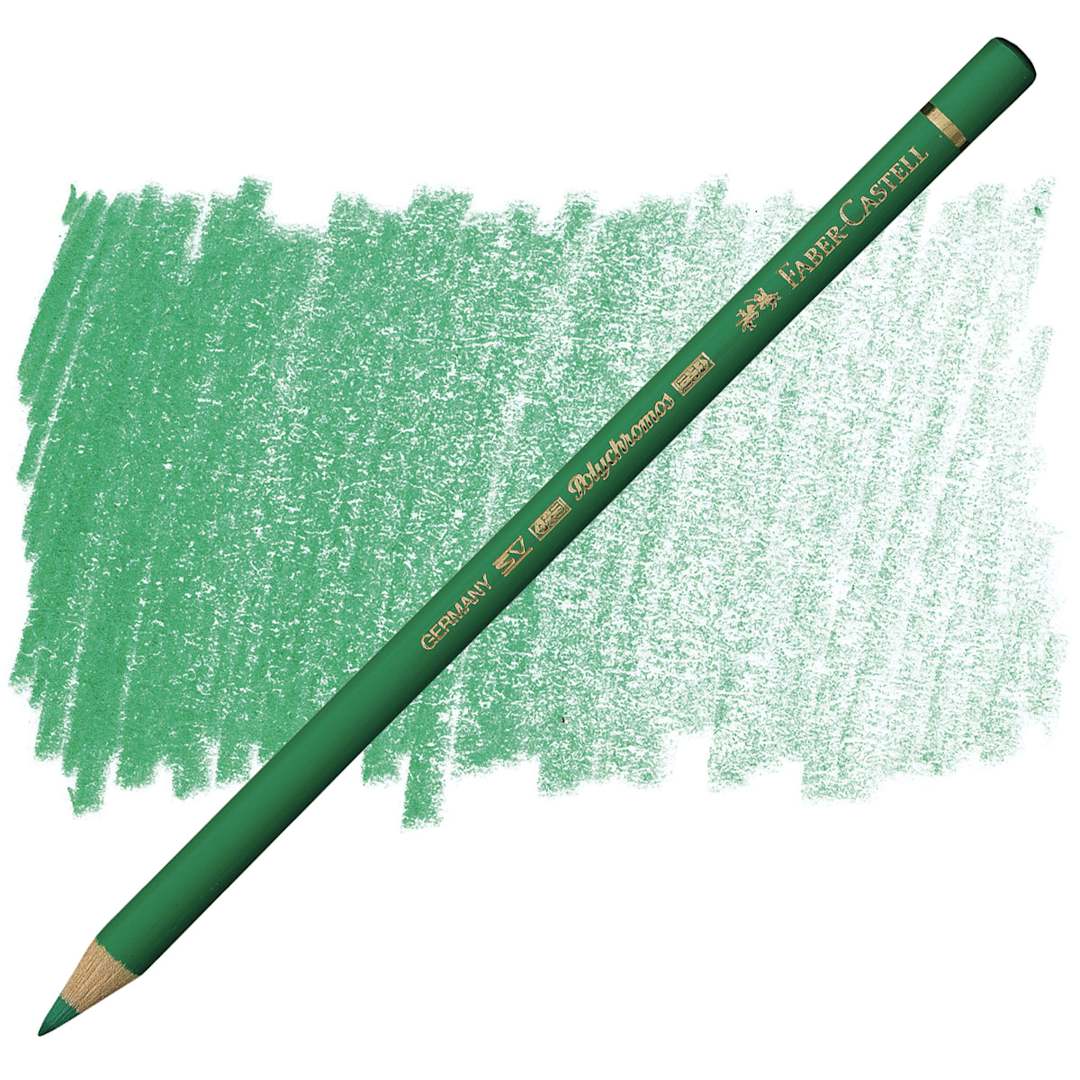Open in modal - Faber-Castell Polychromos Pencil - Emerald Green pencil and swatch