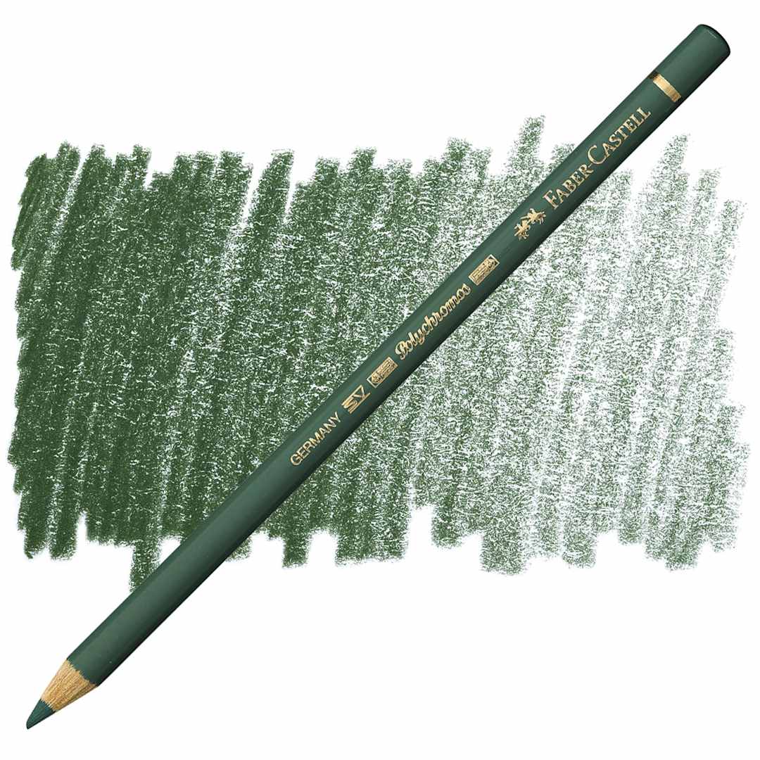 Open in modal - Faber-Castell Polychromos Pencil - Juniper Green pencil and swatch