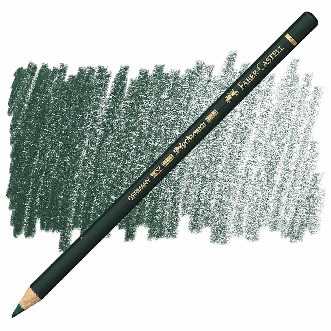 Open in modal - Faber-Castell Polychromos Pencil - Pine Green pencil and swatch