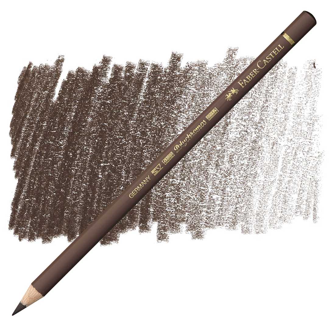 Open in modal - Faber-Castell Polychromos Pencil - Van Dyck Brown pencil and swatch