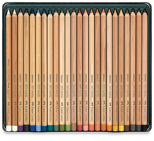 Open in modal - Faber-Castell Pitt Pastel Pencil Set - Assorted Colors, Tin Box, Set of 24, inside pacakge