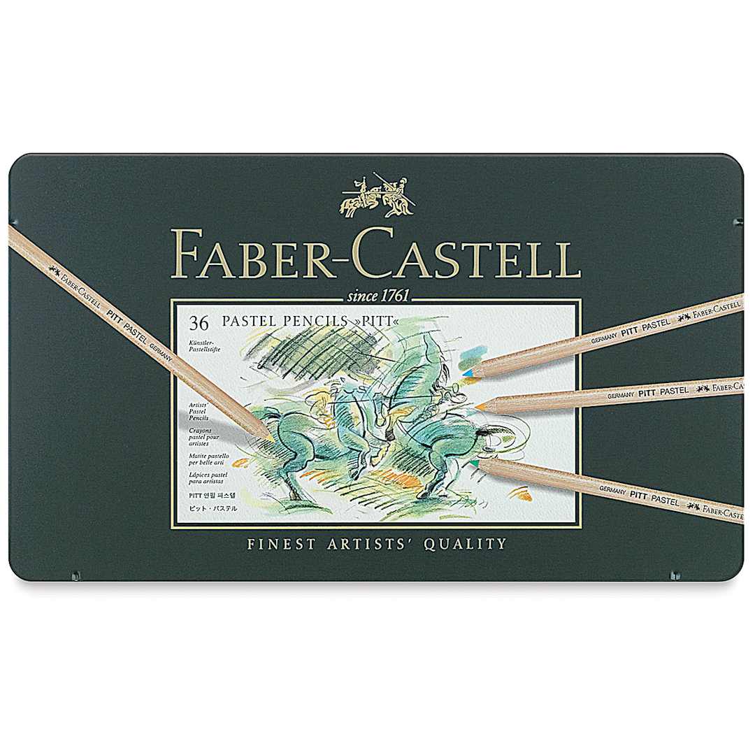 Open in modal - Faber-Castell Pitt Pastel Pencil Set - Assorted Colors, Tin Box, Set of 36, front cover