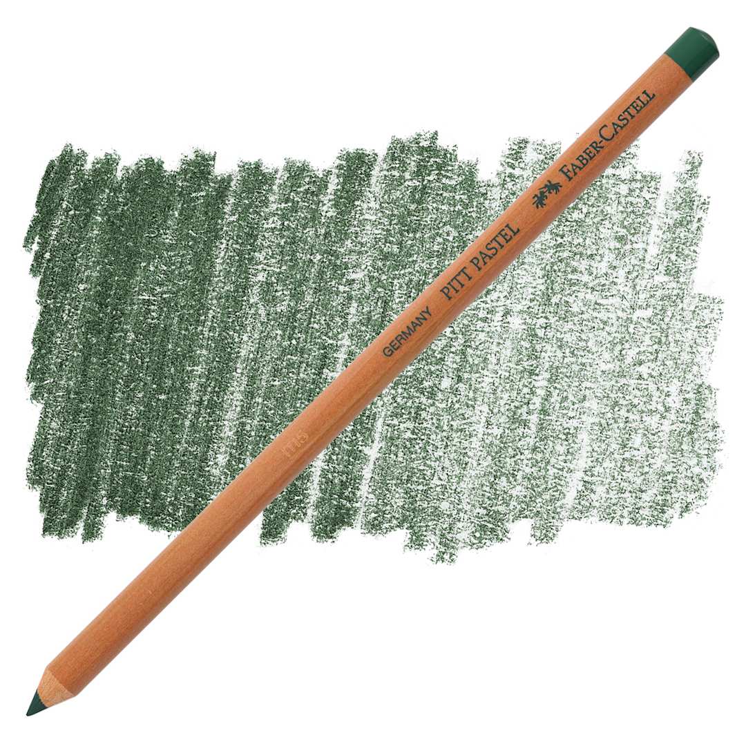 Open in modal - Faber-Castell Pitt Pastel Pencil - Juniper Green pencil and swatch