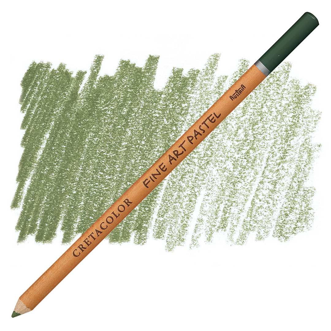 Open in modal - Cretacolor Fine Art Pastel Pencil - Dark Olive Green pencil and swatch