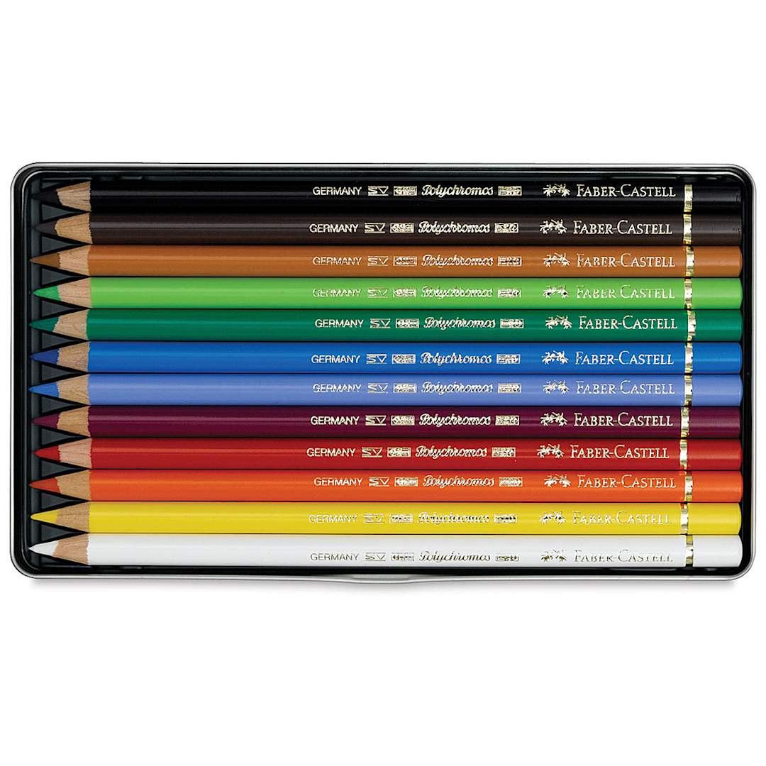 Open in modal - Faber-Castell Polychromos Pencil Set - Assorted Colors, Set of 12 (set contents)