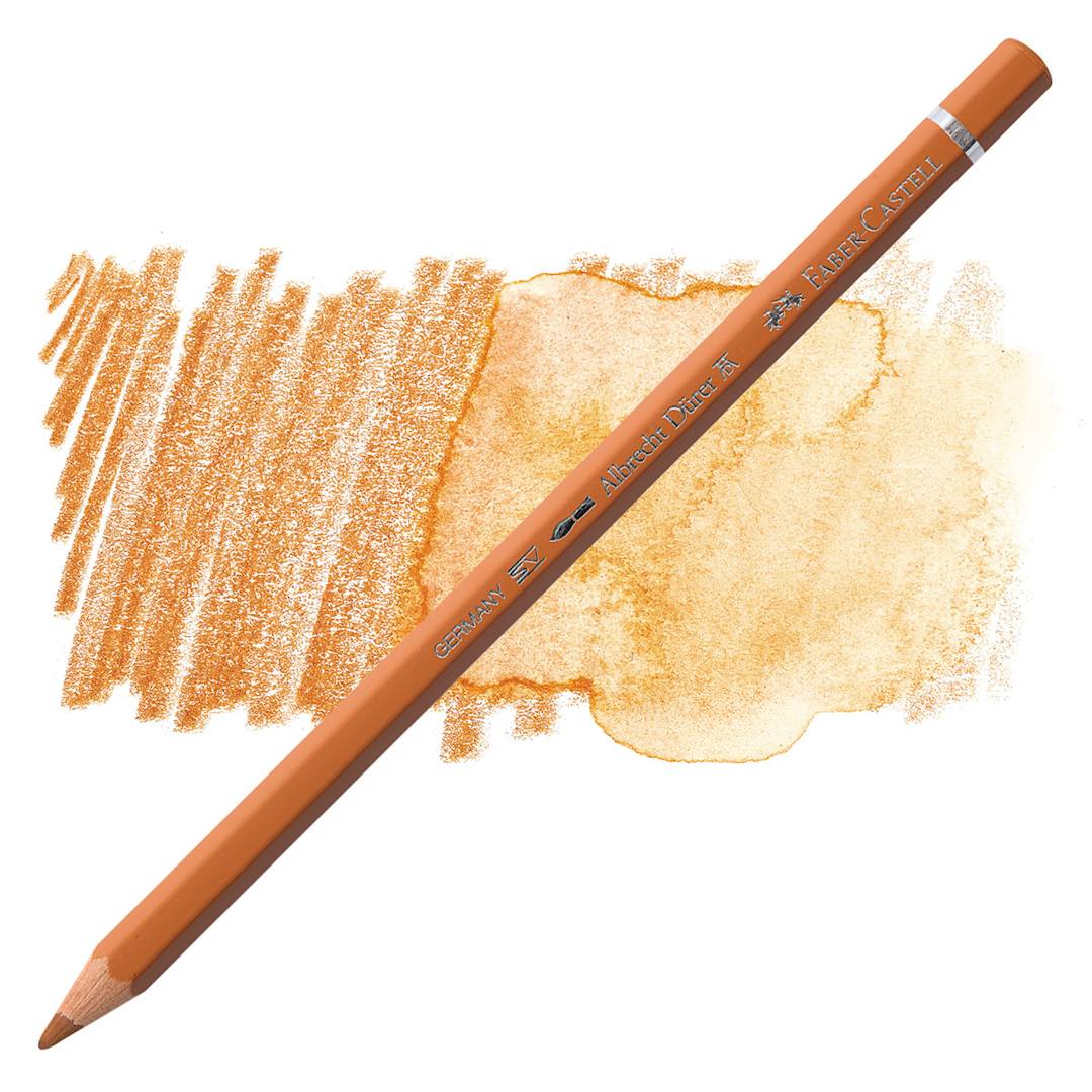 Open in modal - Faber-Castell Albrecht Durer Watercolor Pencil - Burnt Ochre pencil and swatch