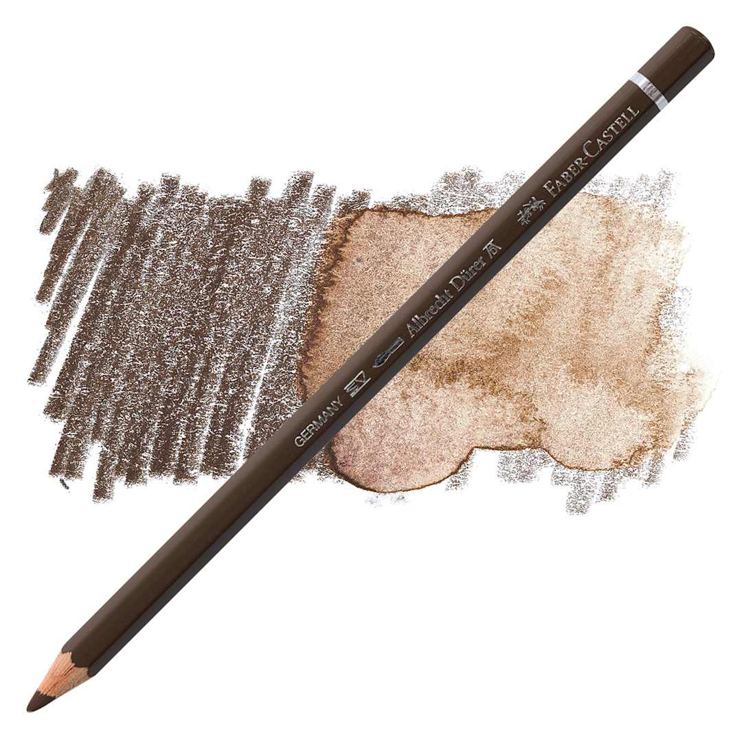 Open in modal - Faber-Castell Albrecht Durer Watercolor Pencil - Burnt Umber pencil and swatch