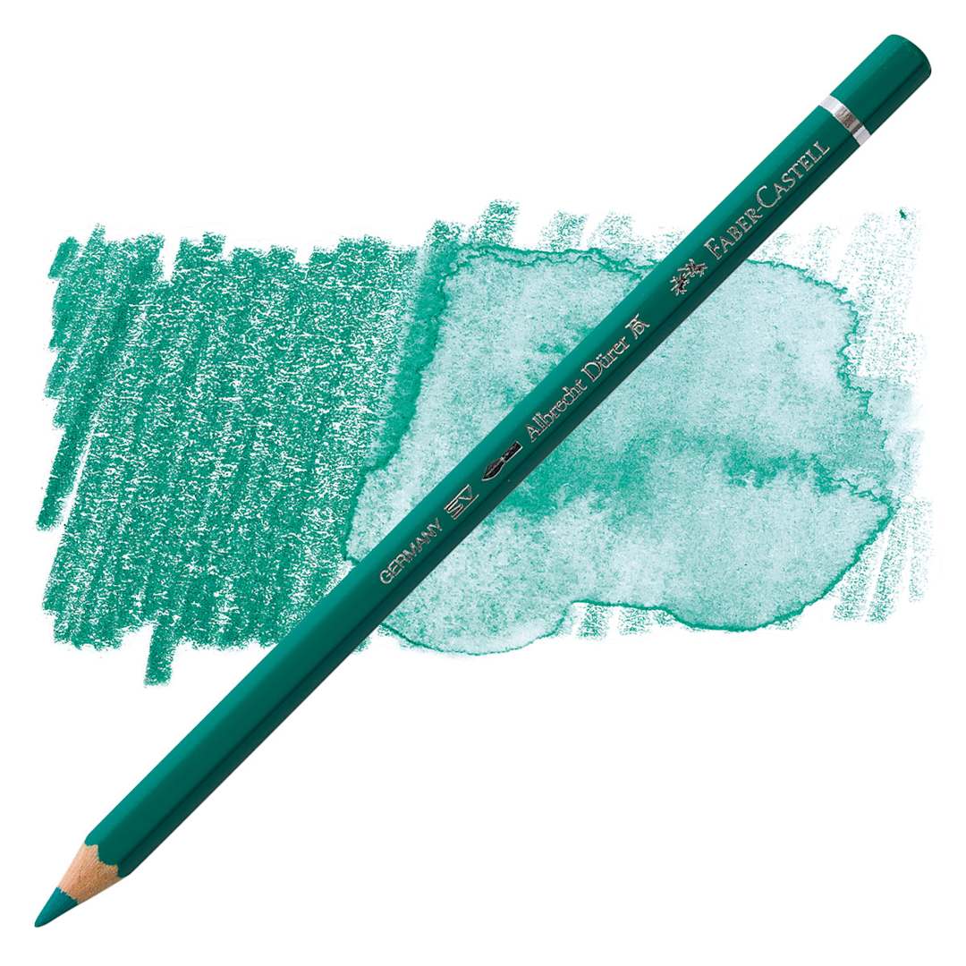 Open in modal - Faber-Castell Albrecht Durer Watercolor Pencil - Chrome Oxide Green Fiery pencil and swatch