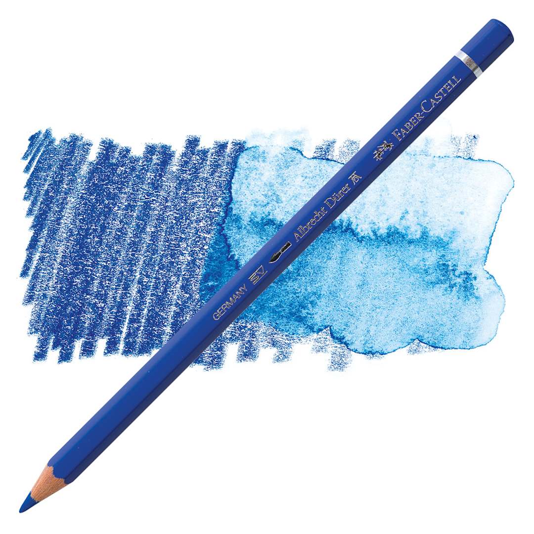 Open in modal - Faber-Castell Albrecht Durer Watercolor Pencil - Cobalt Blue pencil and swatch