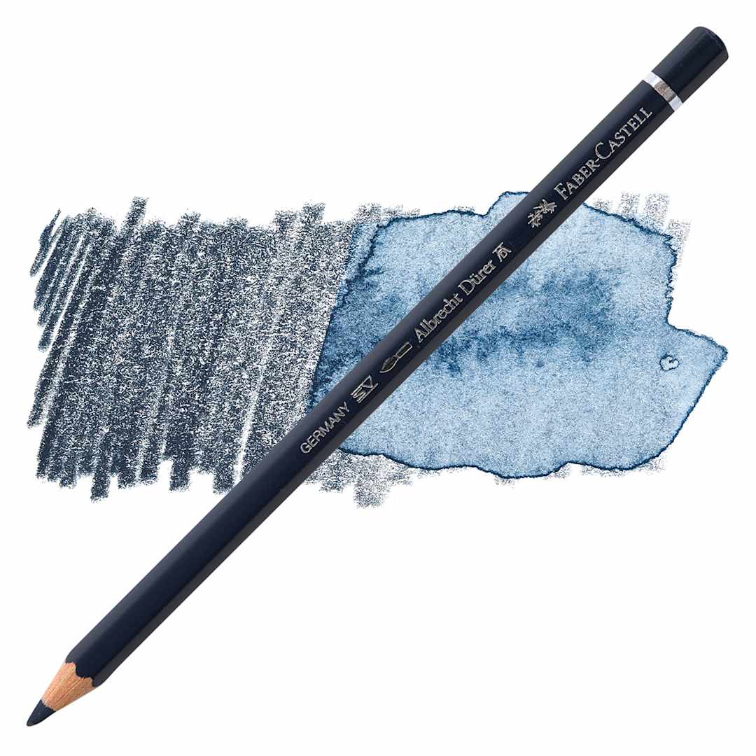 Open in modal - Faber-Castell Albrecht Durer Watercolor Pencil - Dark Indigo pencil and swatch