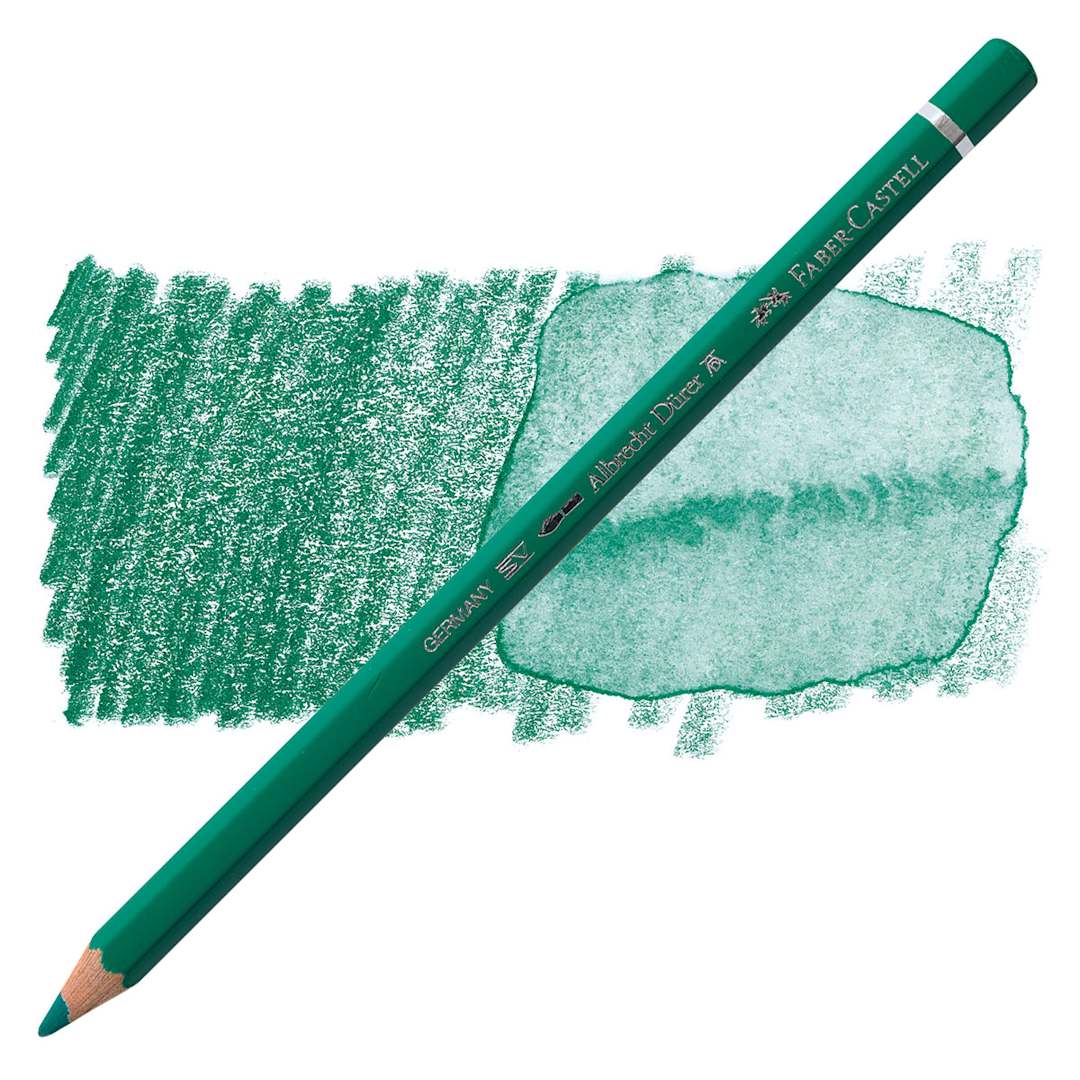 Open in modal - Faber-Castell Albrecht Durer Watercolor Pencil - Dark Phthalo Green pencil and swatch