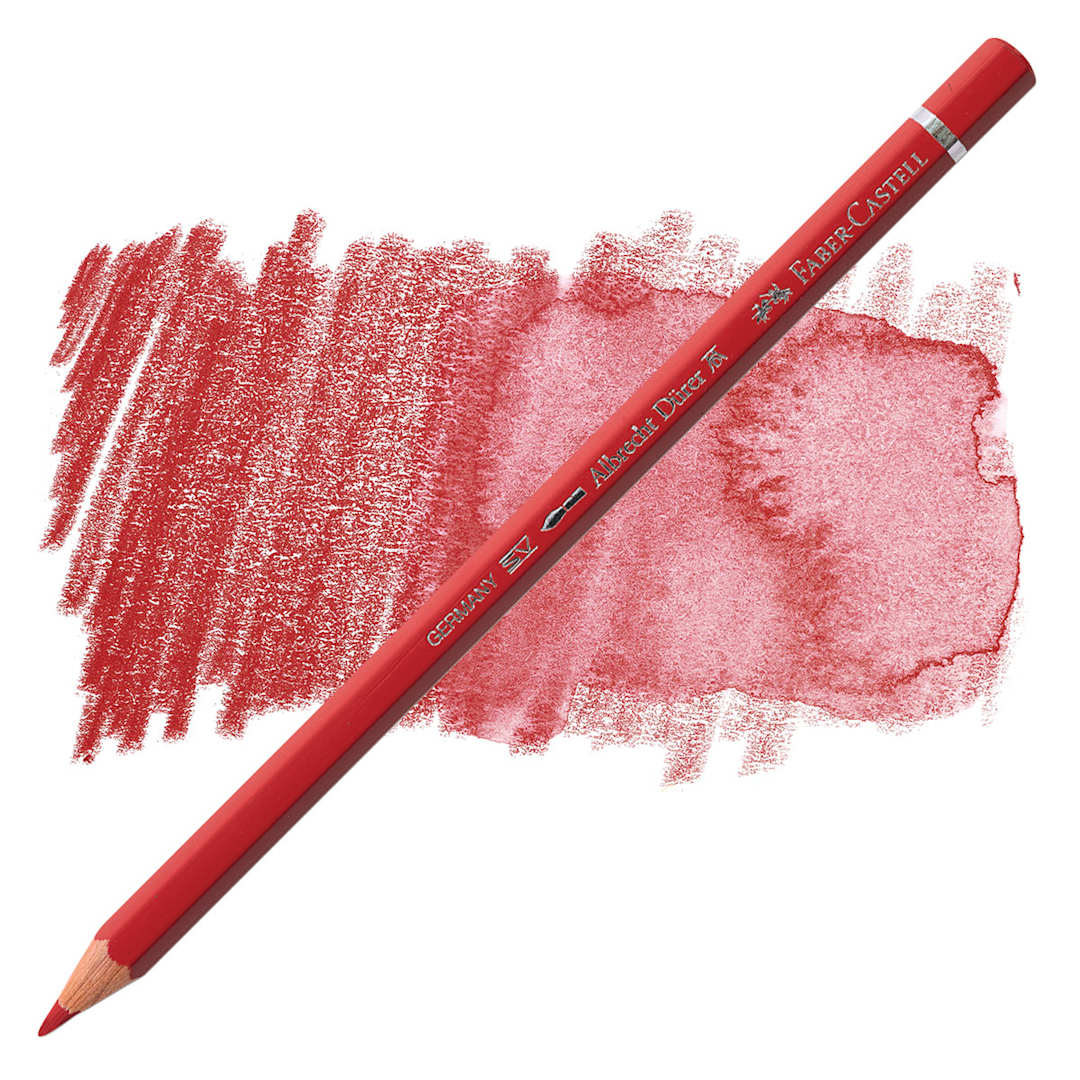Open in modal - Faber-Castell Albrecht Durer Watercolor Pencil - Deep Red pencil and swatch