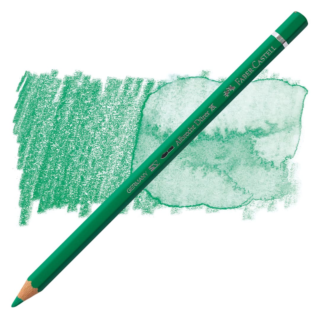 Open in modal - Faber-Castell Albrecht Durer Watercolor Pencil - Emerald Green pencil and swatch