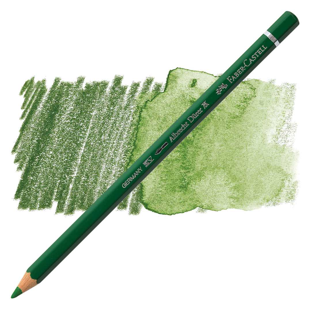Open in modal - Faber-Castell Albrecht Durer Watercolor Pencil - Permanent Green Olive pencil and swatch