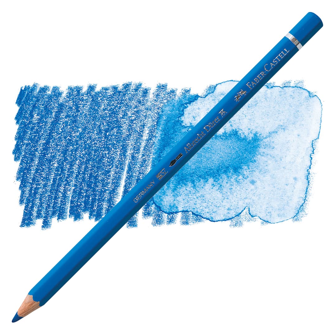 Open in modal - Faber-Castell Albrecht Durer Watercolor Pencil - Phthalo Blue pencil and swatch