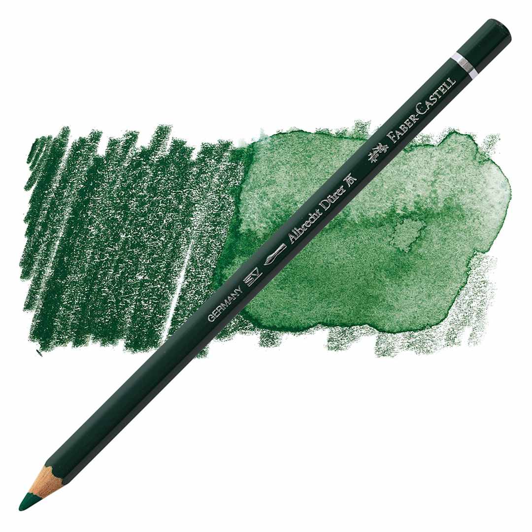 Open in modal - Faber-Castell Albrecht Durer Watercolor Pencil - Pine Green pencil and swatch