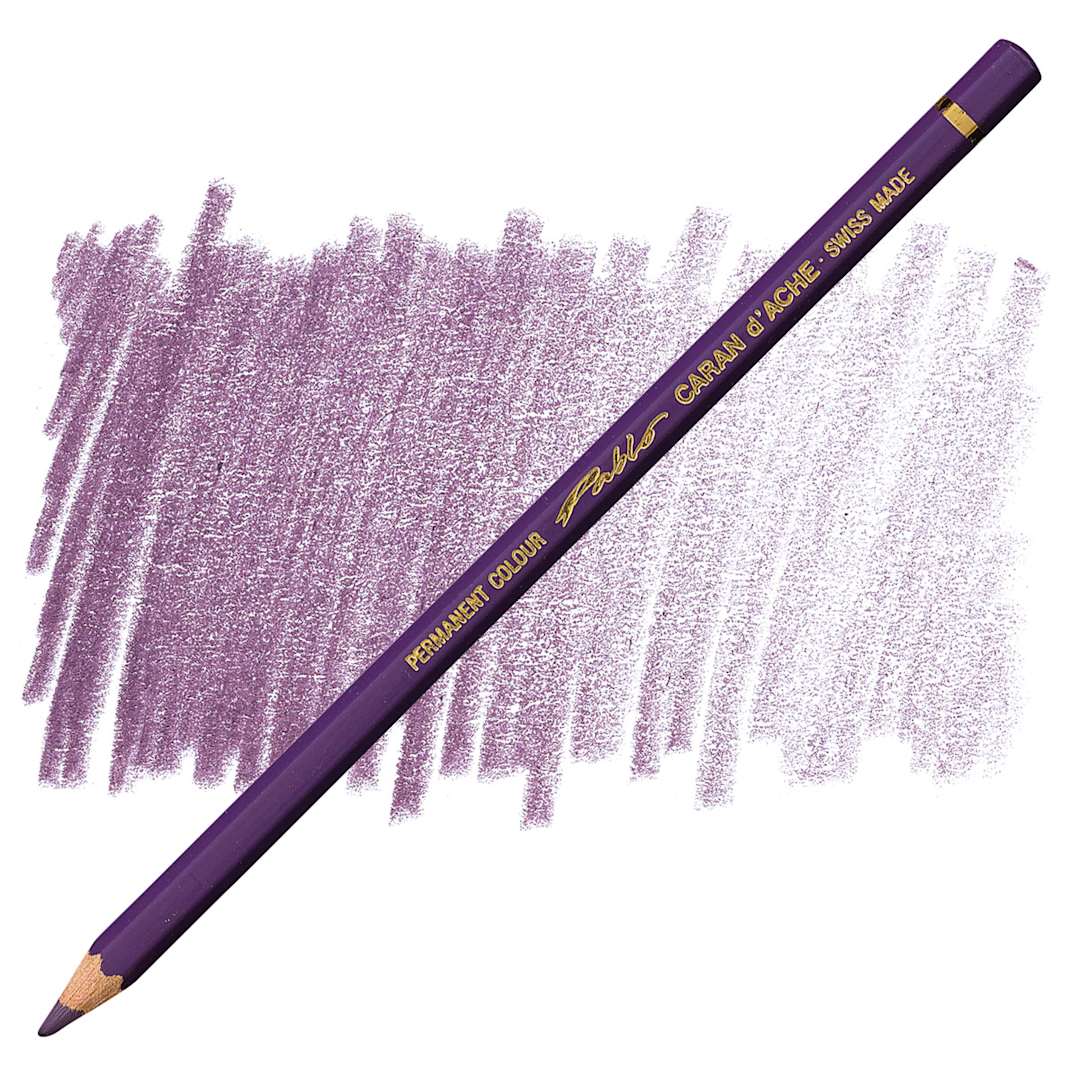 Open in modal - Caran d'Ache Pablo Colored Pencil - Aubergine pencil and swatch