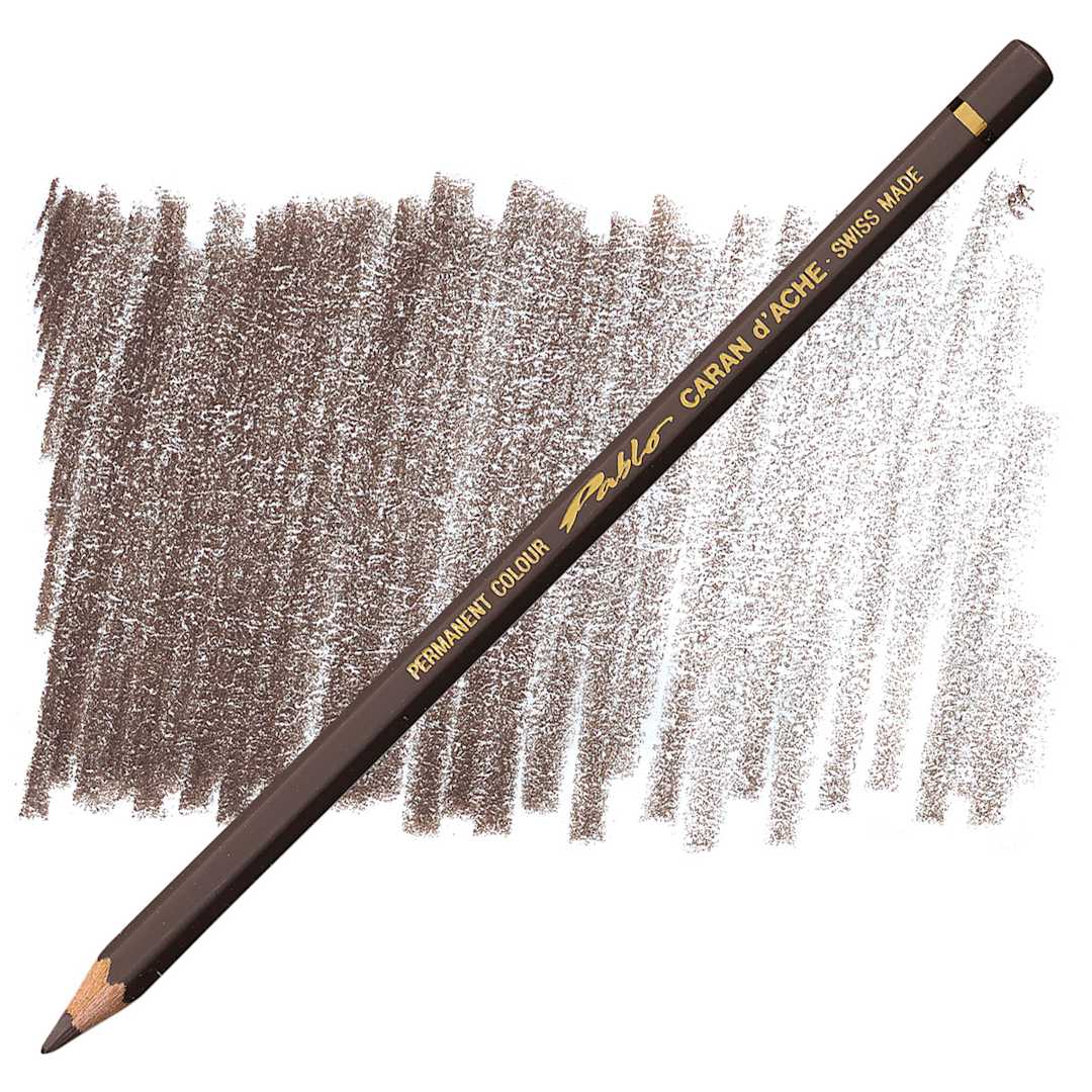 Open in modal - Caran d'Ache Pablo Colored Pencil - Bistre pencil and swatch