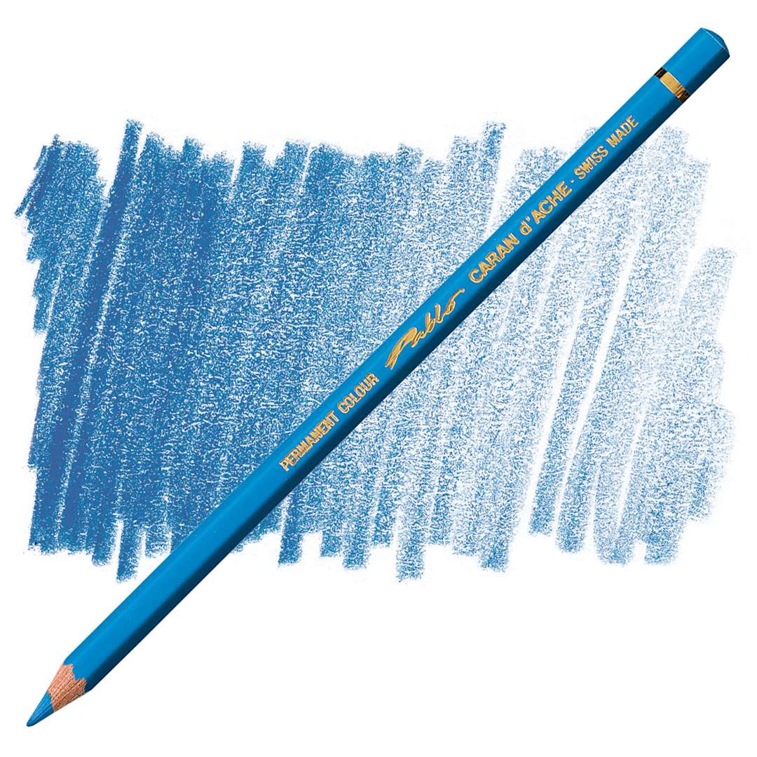 Open in modal - Caran d'Ache Pablo Colored Pencil - Blue Jeans pencil and swatch