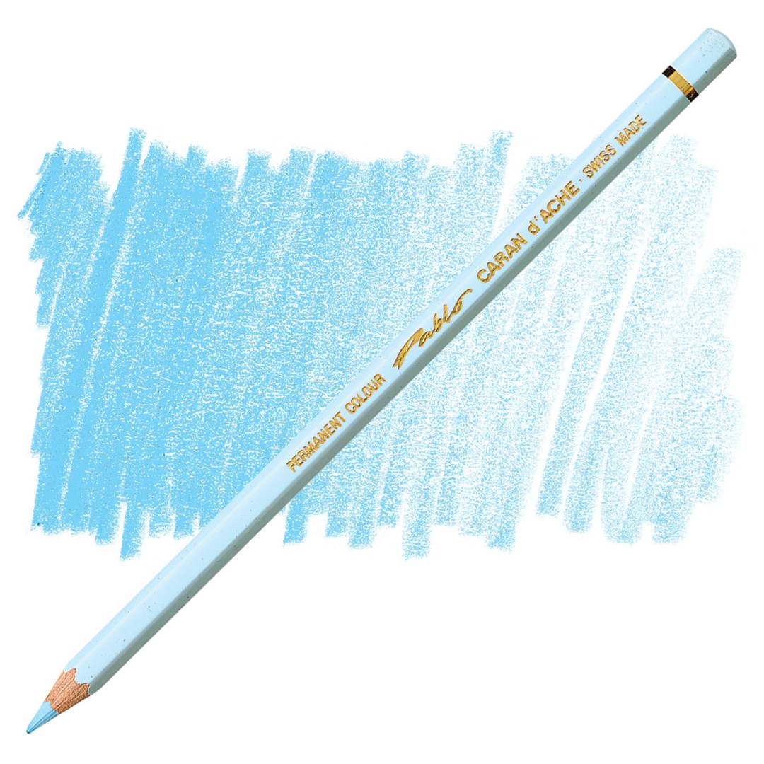 Open in modal - Caran d'Ache Pablo Colored Pencil - Bluish Pale pencil and swatch