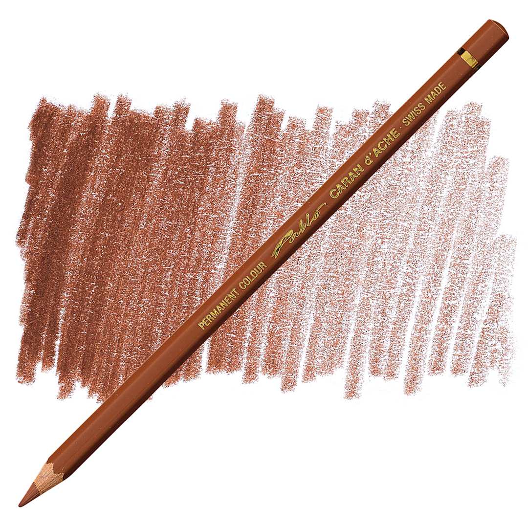 Open in modal - Caran d'Ache Pablo Colored Pencil - Chestnut pencil and swatch