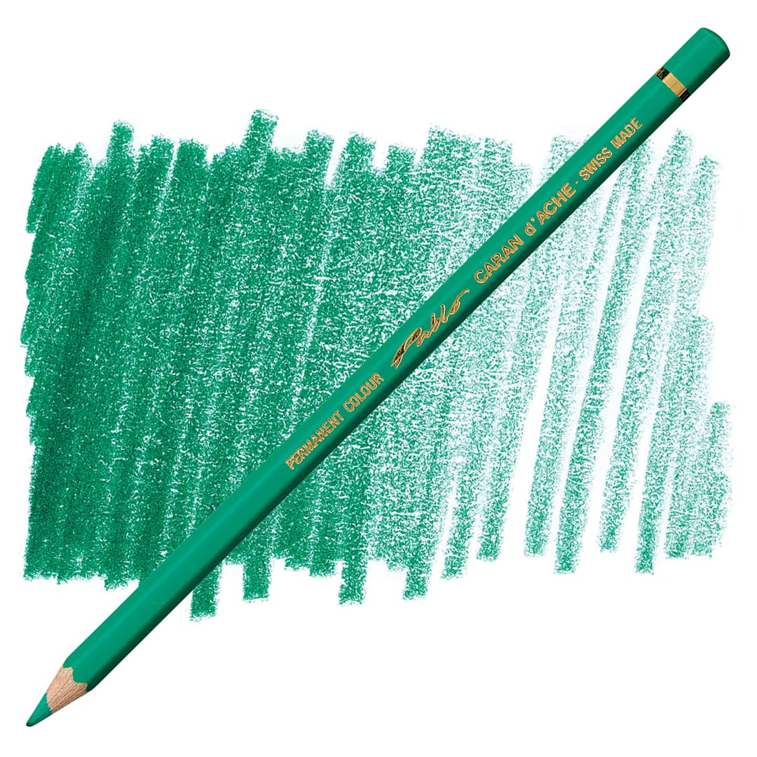 Open in modal - Caran d'Ache Pablo Colored Pencil - Empire Green pencil and swatch