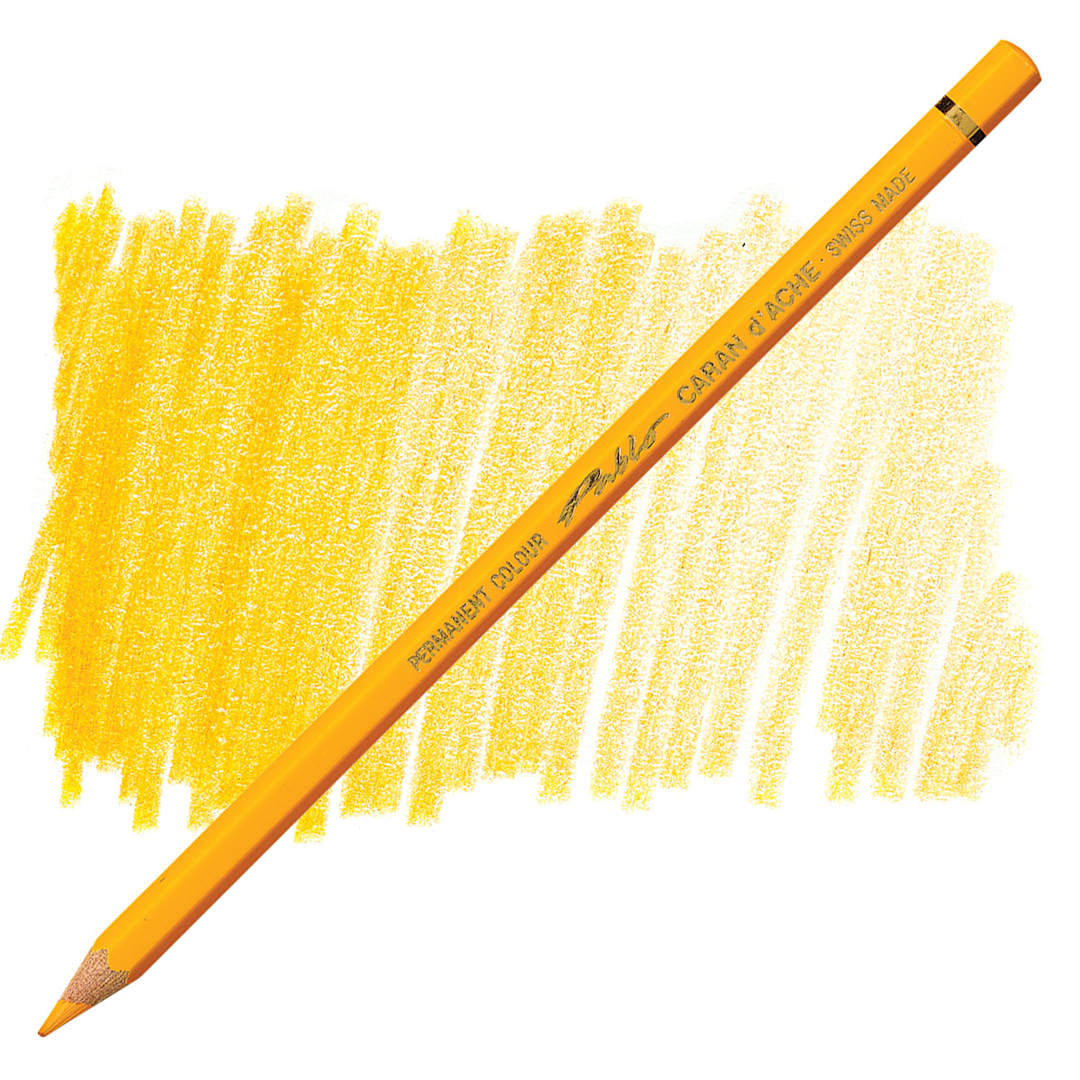 Open in modal - Caran d'Ache Pablo Colored Pencil - Fast Orange pencil and swatch