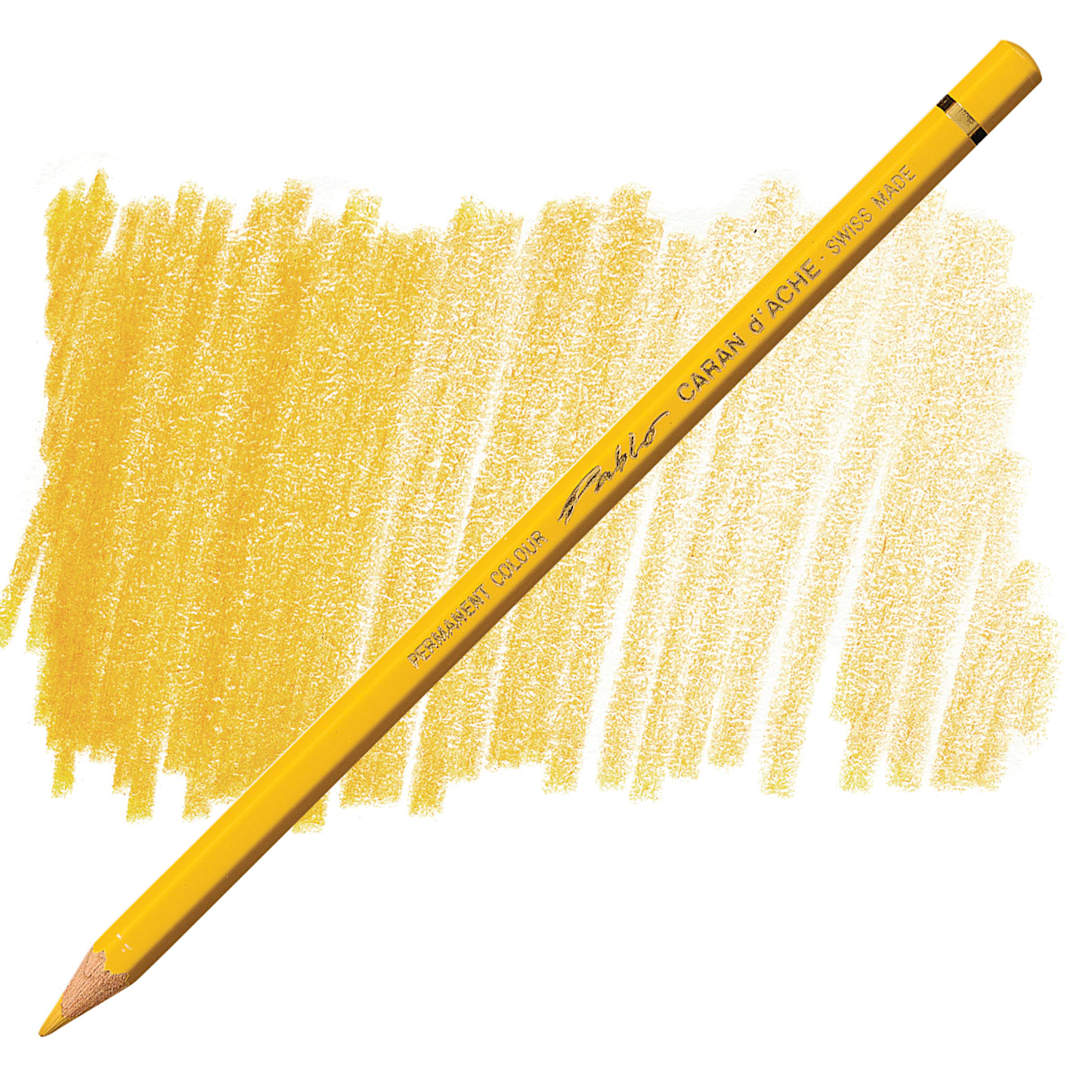 Open in modal - Caran d'Ache Pablo Colored Pencil - Golden Ochre pencil and swatch
