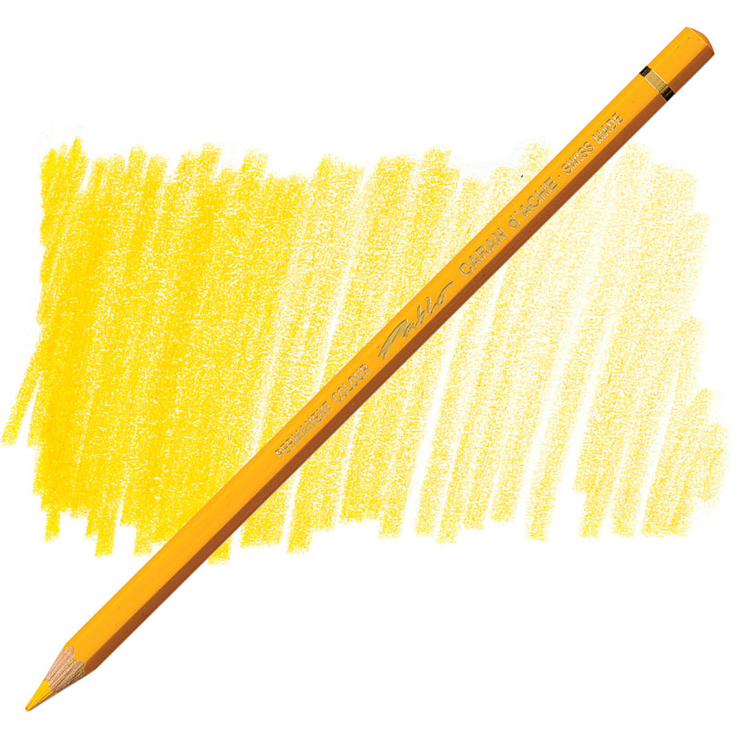 Open in modal - Caran d'Ache Pablo Colored Pencil - Golden Yellow pencil and swatch
