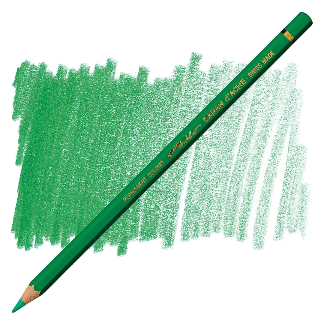 Open in modal - Caran d'Ache Pablo Colored Pencil - Grass Green pencil and swatch