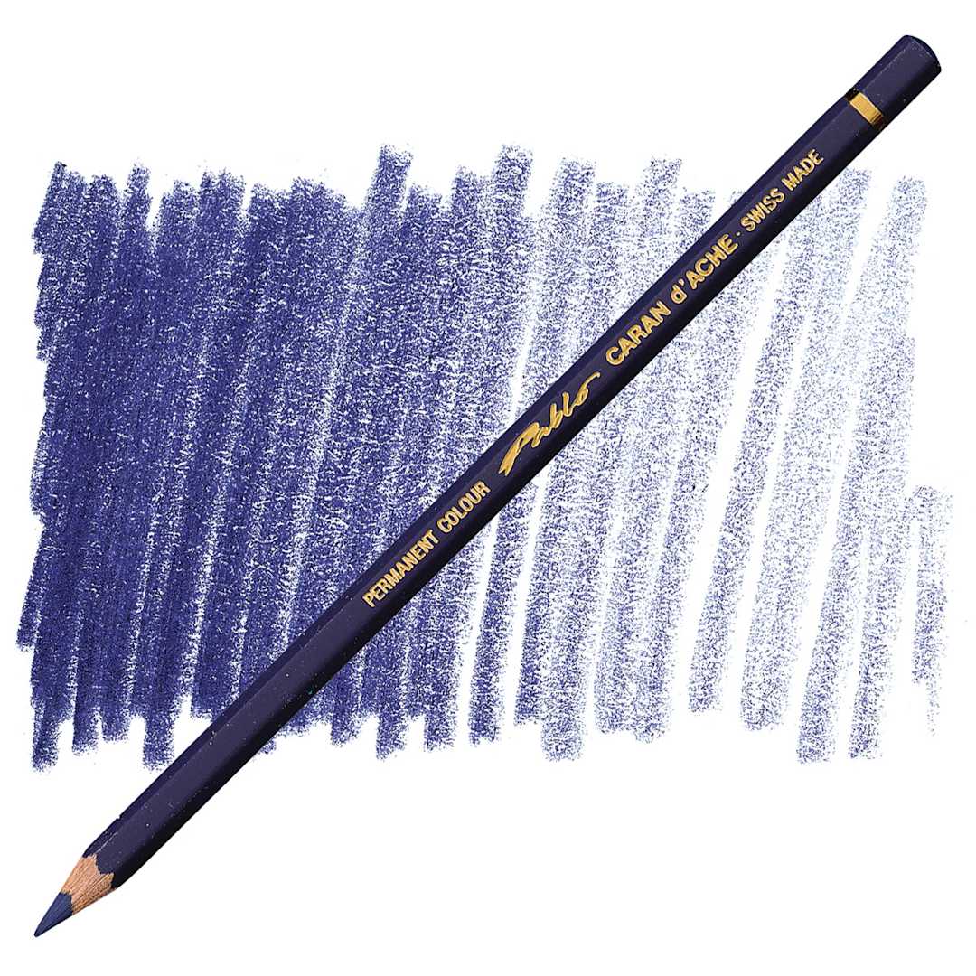 Open in modal - Caran d'Ache Pablo Colored Pencil - Indigo Blue pencil and swatch