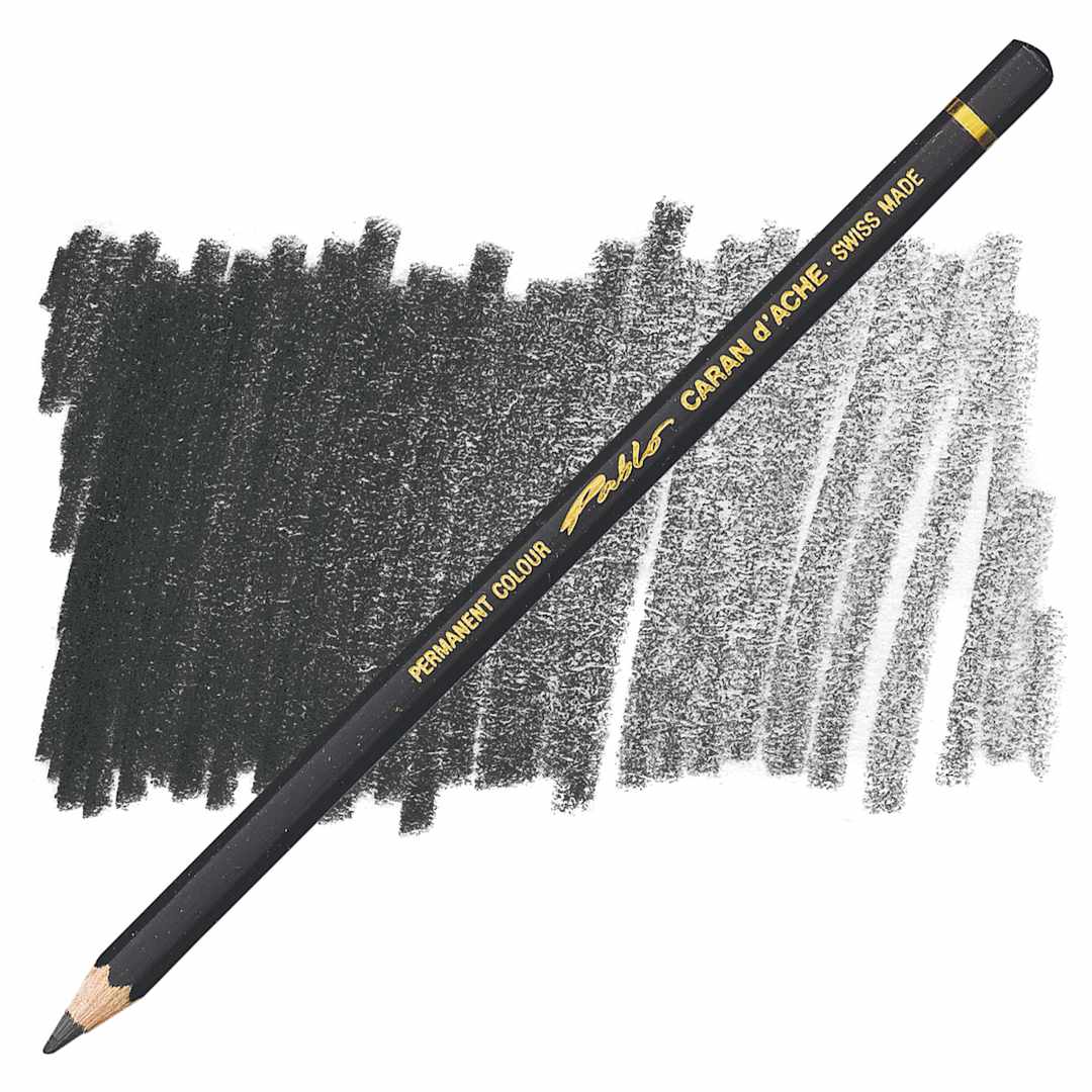 Open in modal - Caran d'Ache Pablo Colored Pencil - Ivory Black pencil and swatch