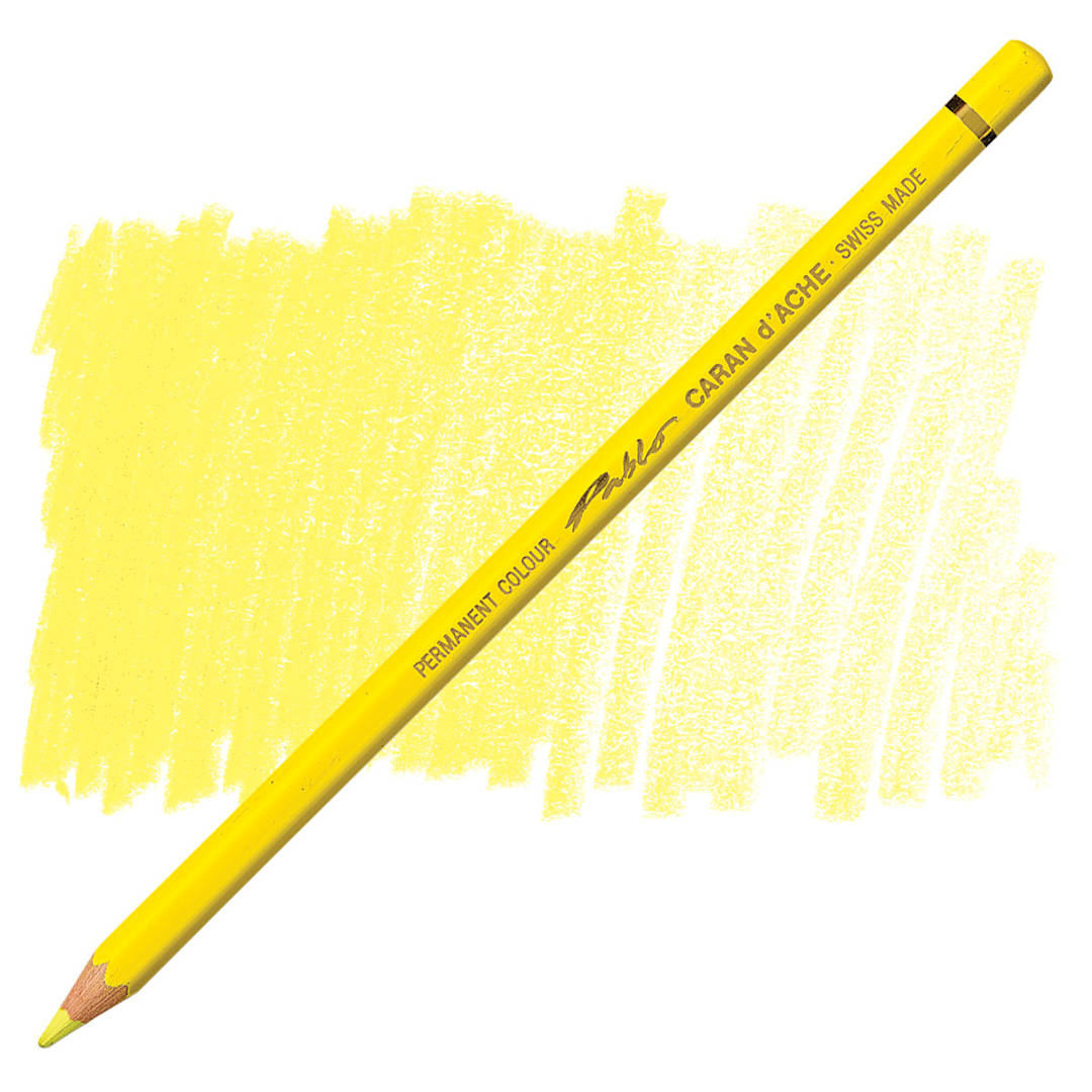 Open in modal - Caran d'Ache Pablo Colored Pencil - Lemon Yellow pencil and swatch