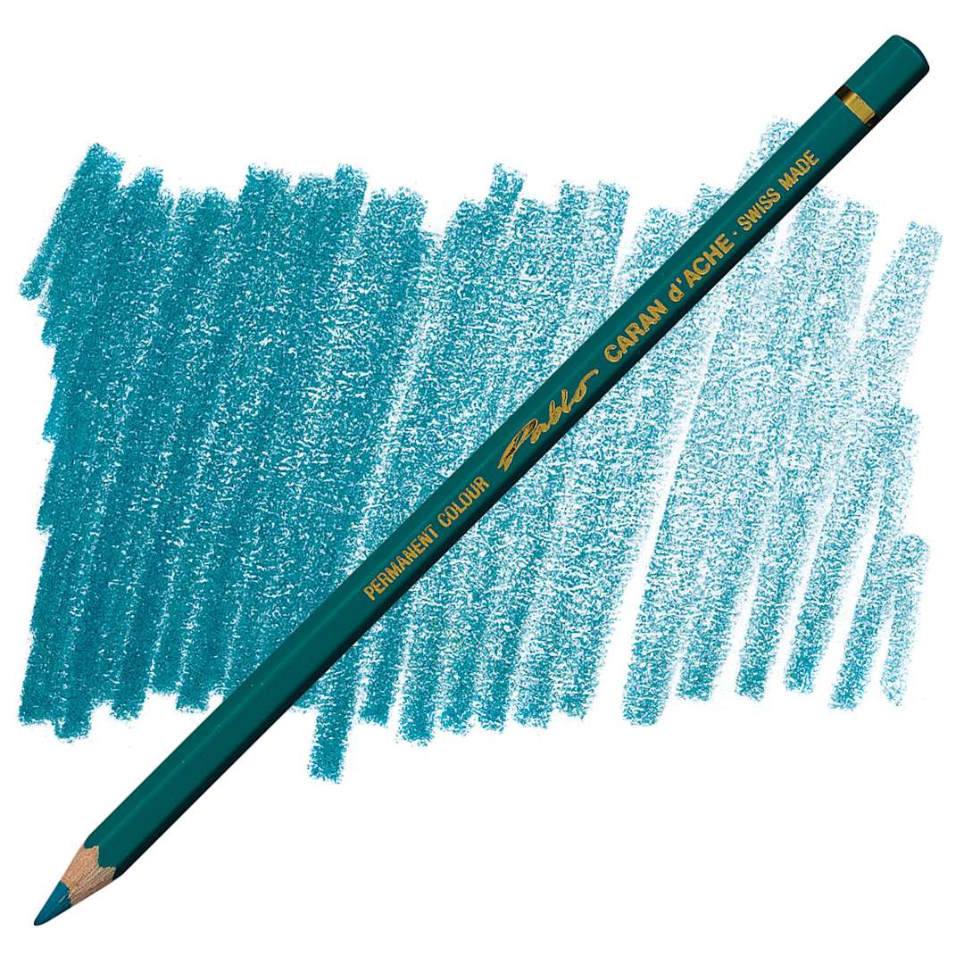 Open in modal - Caran d'Ache Pablo Colored Pencil - Malachite Green pencil and swatch