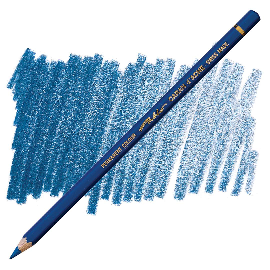 Open in modal - Caran d'Ache Pablo Colored Pencil - Marine Blue pencil and swatch