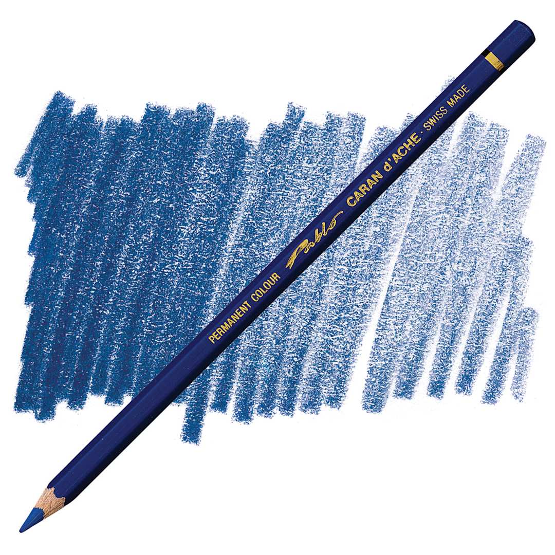 Open in modal - Caran d'Ache Pablo Colored Pencil - Night Blue pencil and swatch