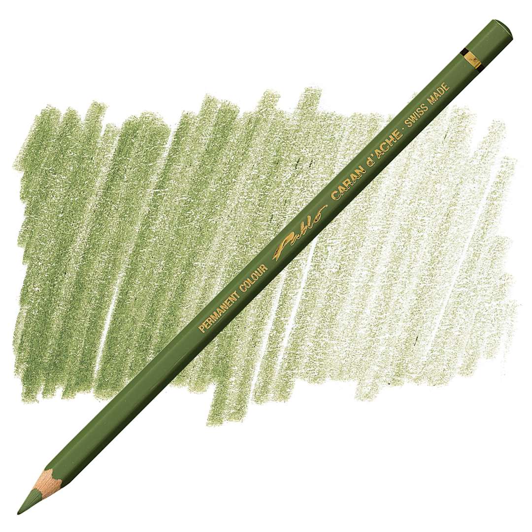 Open in modal - Caran d'Ache Pablo Colored Pencil - Olive Gray pencil and swatch