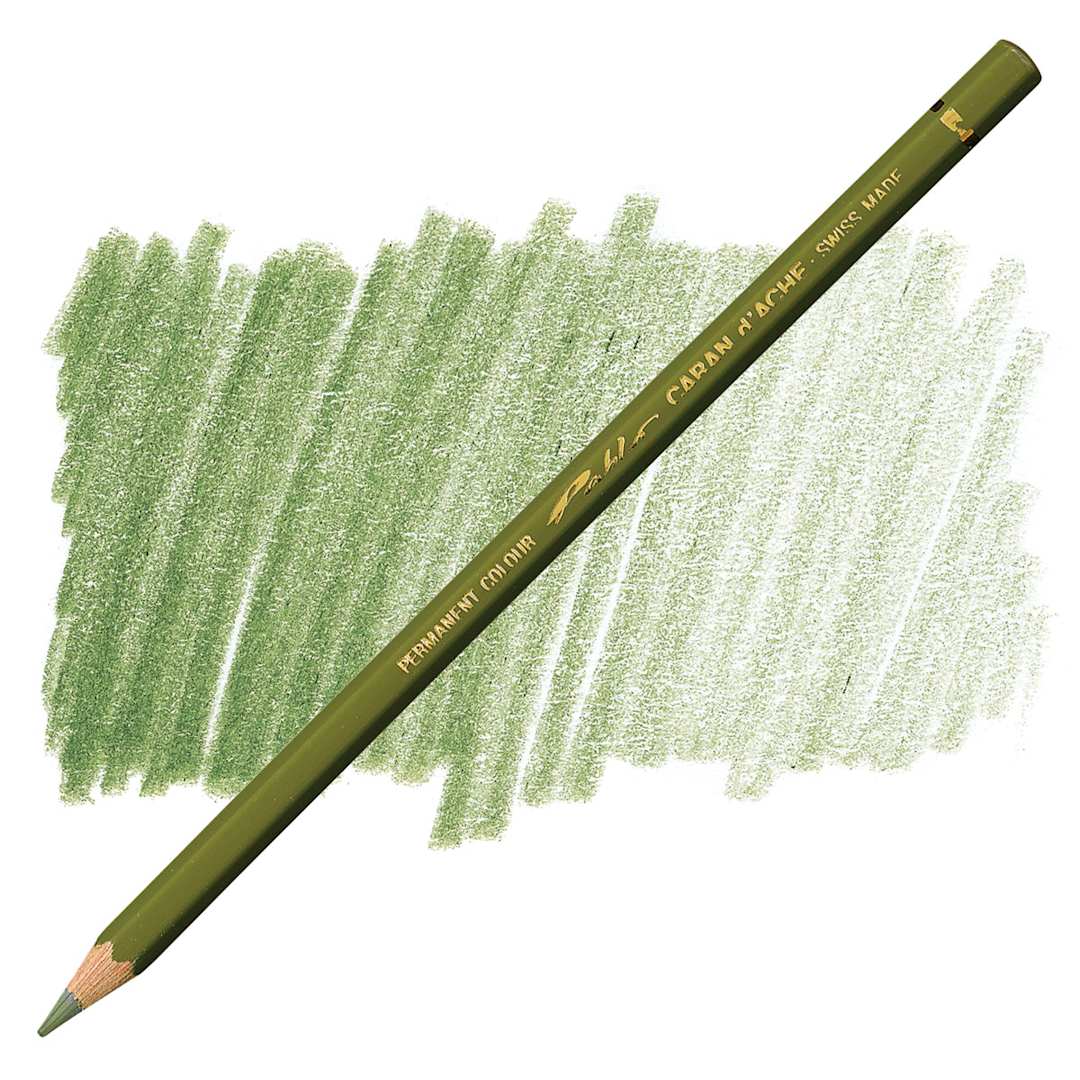 Open in modal - Caran d'Ache Pablo Colored Pencil - Olive pencil and swatch