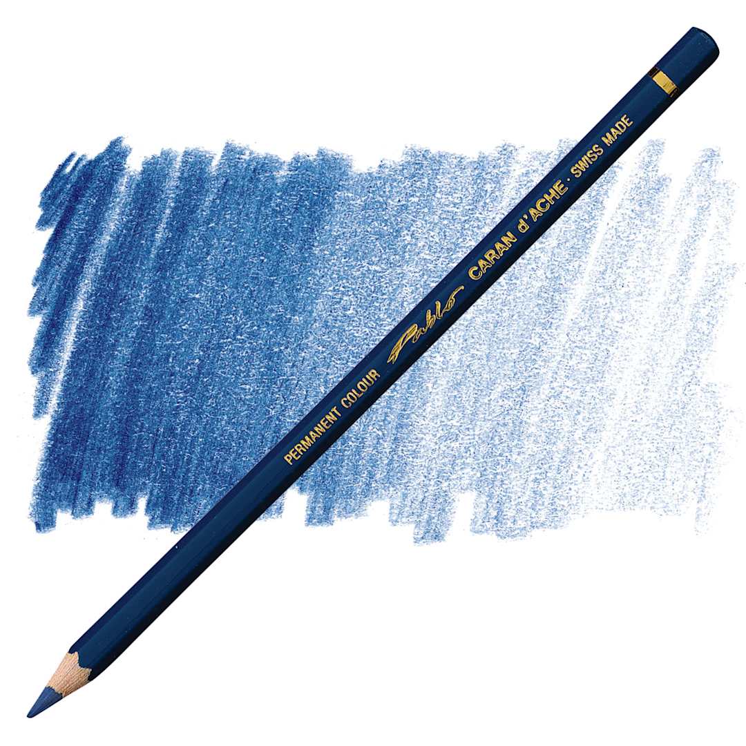 Open in modal - Caran d'Ache Pablo Colored Pencil - Prussian Blue pencil and swatch