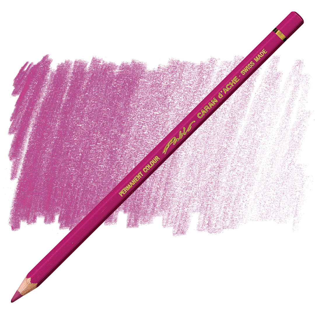 Open in modal - Caran d'Ache Pablo Colored Pencil - Purplish Red pencil and swatch