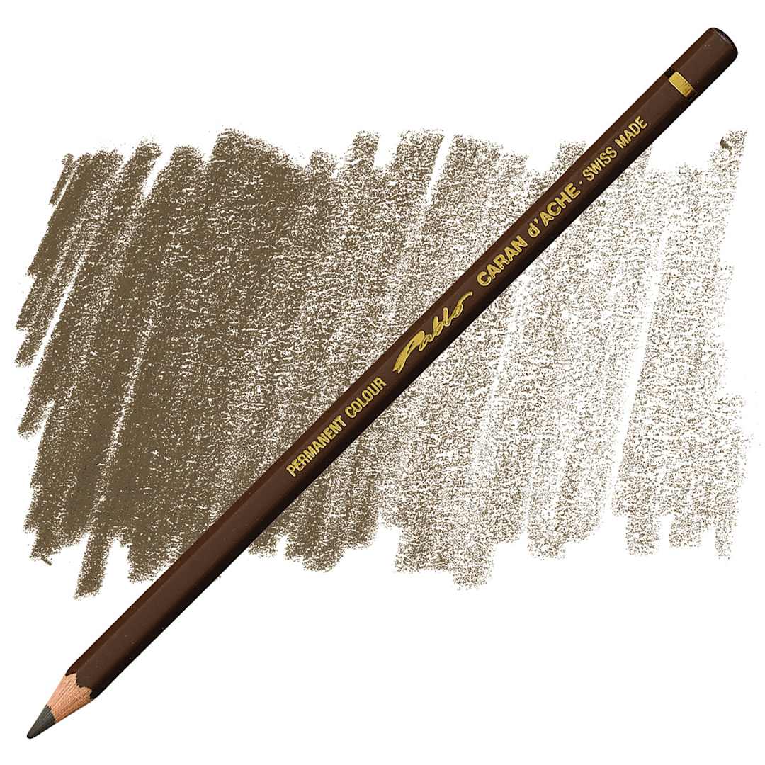 Open in modal - Caran d'Ache Pablo Colored Pencil - Raw Umber pencil and swatch