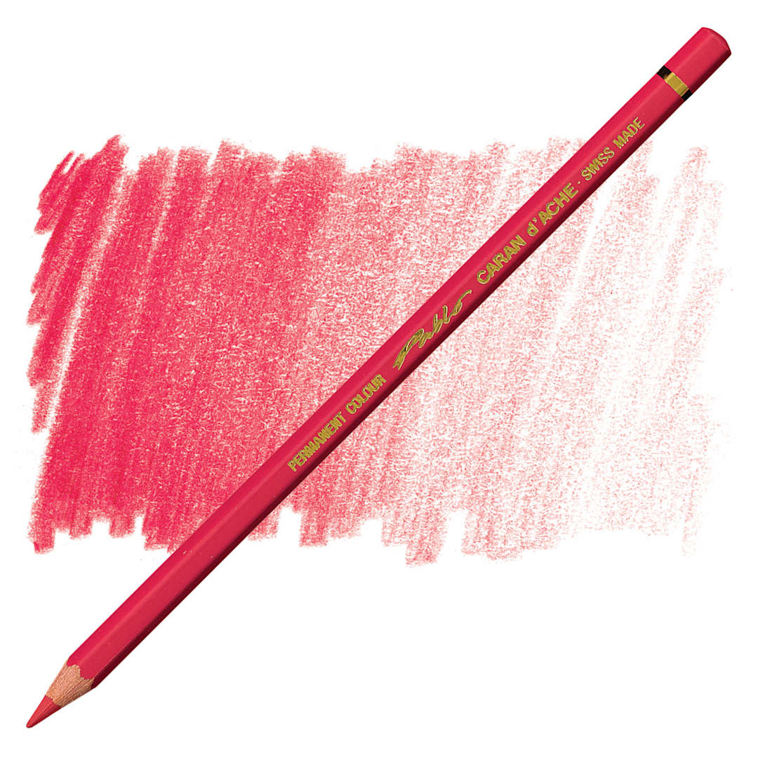 Open in modal - Caran d'Ache Pablo Colored Pencil - Ruby Red pencil and swatch