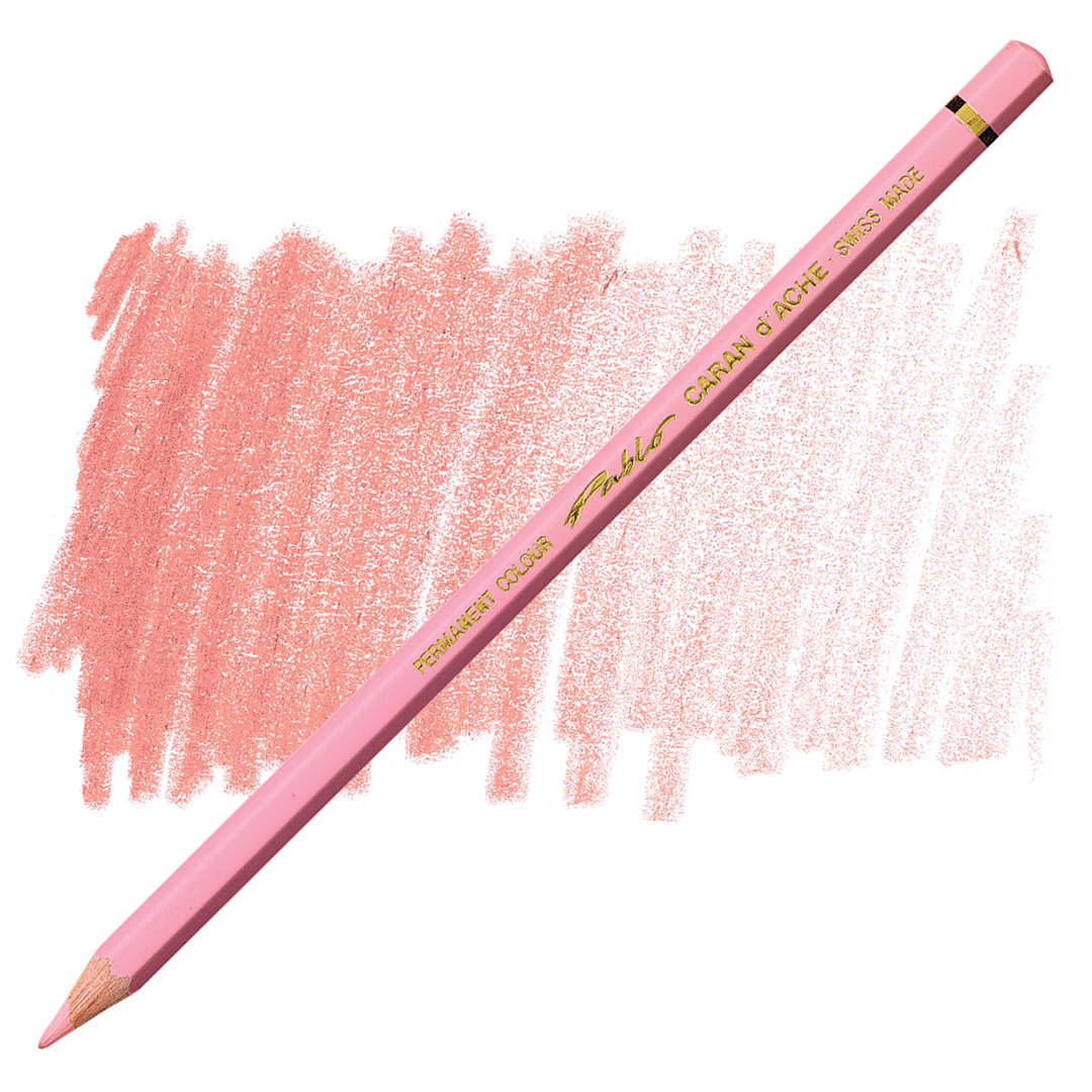 Open in modal - Caran d'Ache Pablo Colored Pencil - Salmon Pink pencil and swatch