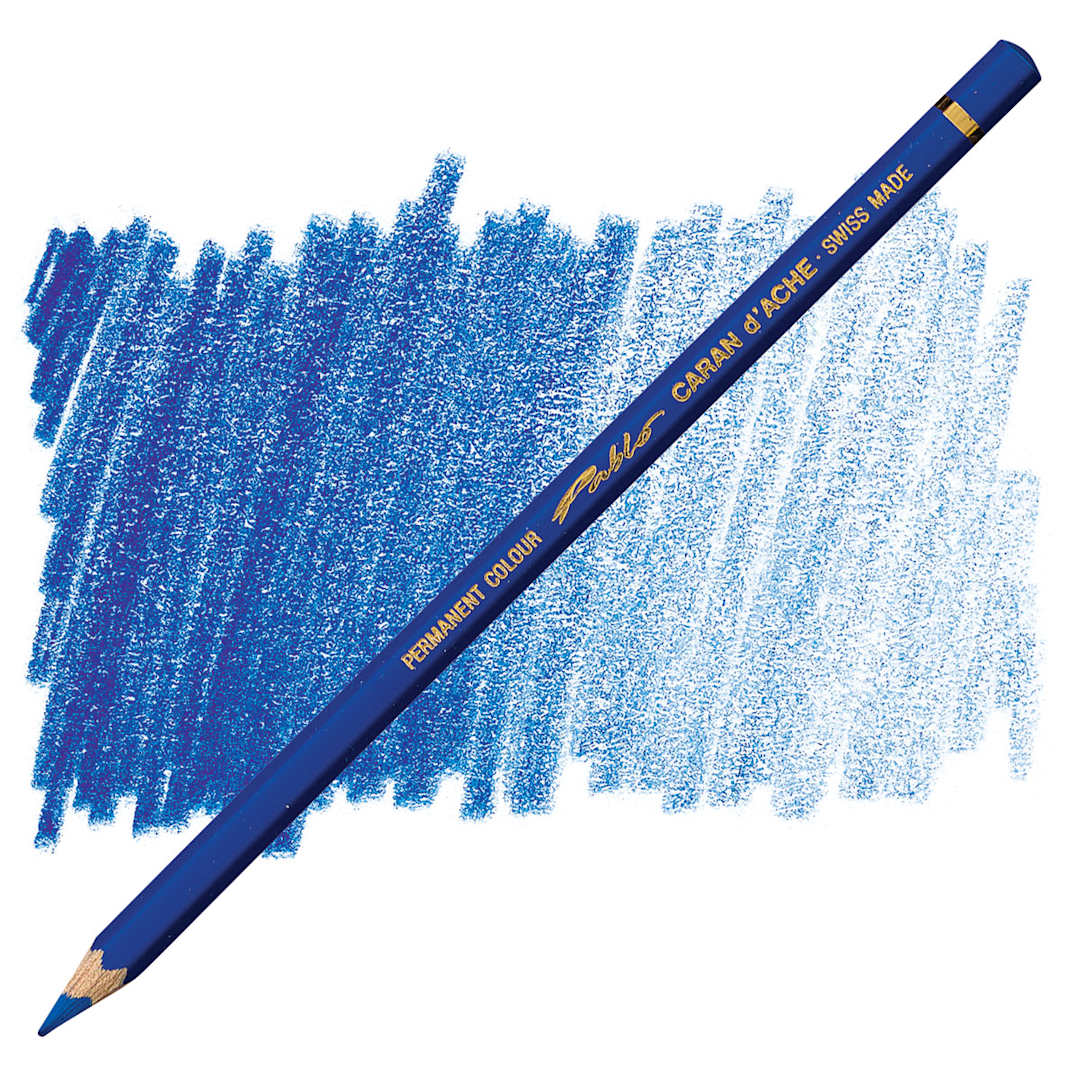 Open in modal - Caran d'Ache Pablo Colored Pencil - Sapphire Blue pencil and swatch
