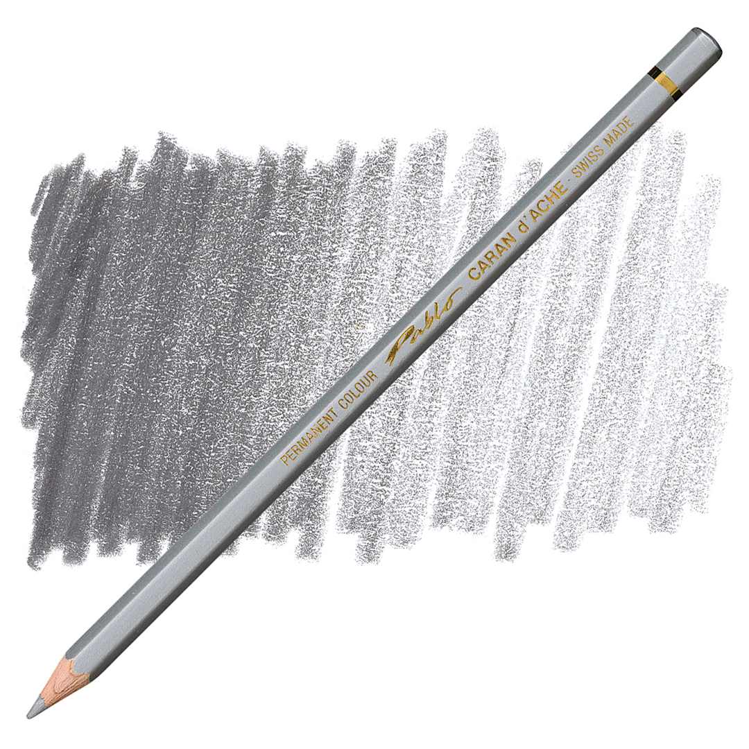 Open in modal - Caran d'Ache Pablo Colored Pencil - Silver pencil and swatch