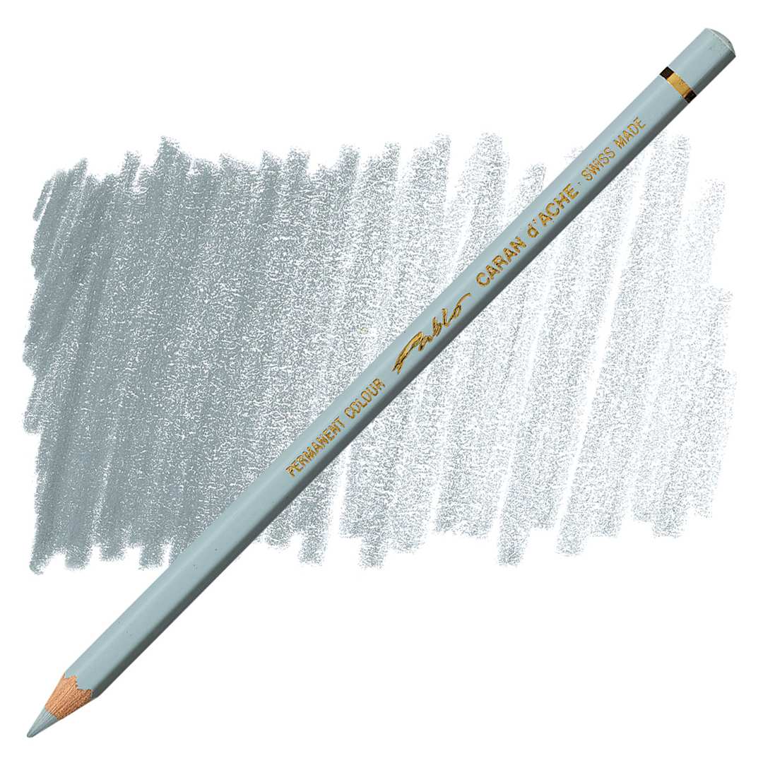 Open in modal - Caran d'Ache Pablo Colored Pencil - Steel Gray pencil and swatch