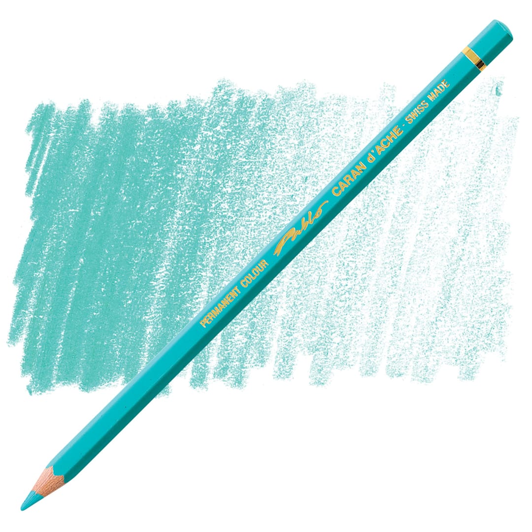 Open in modal - Caran d'Ache Pablo Colored Pencil - Turquoise Green pencil and swatch