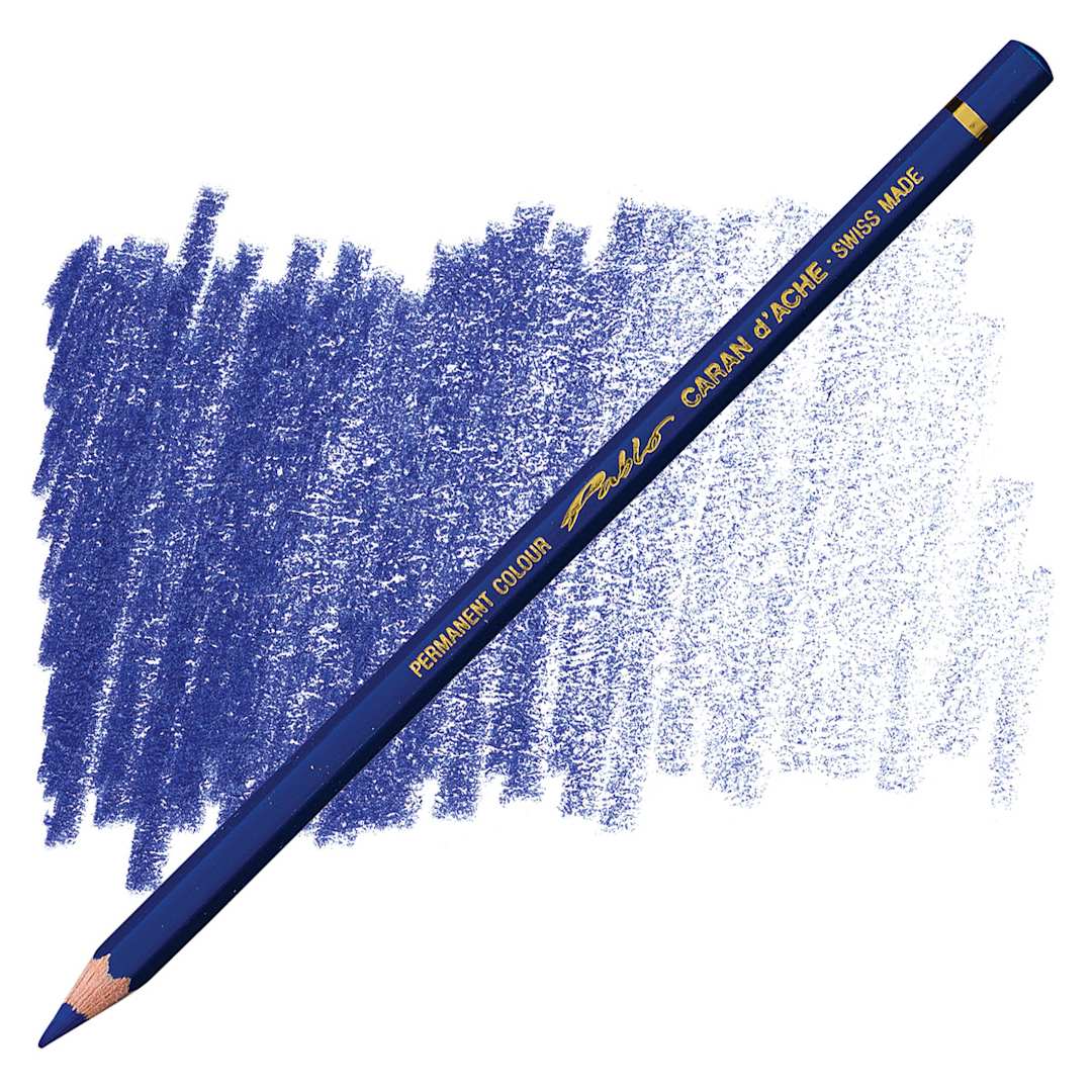 Open in modal - Caran d'Ache Pablo Colored Pencil - Ultramarine pencil and swatch